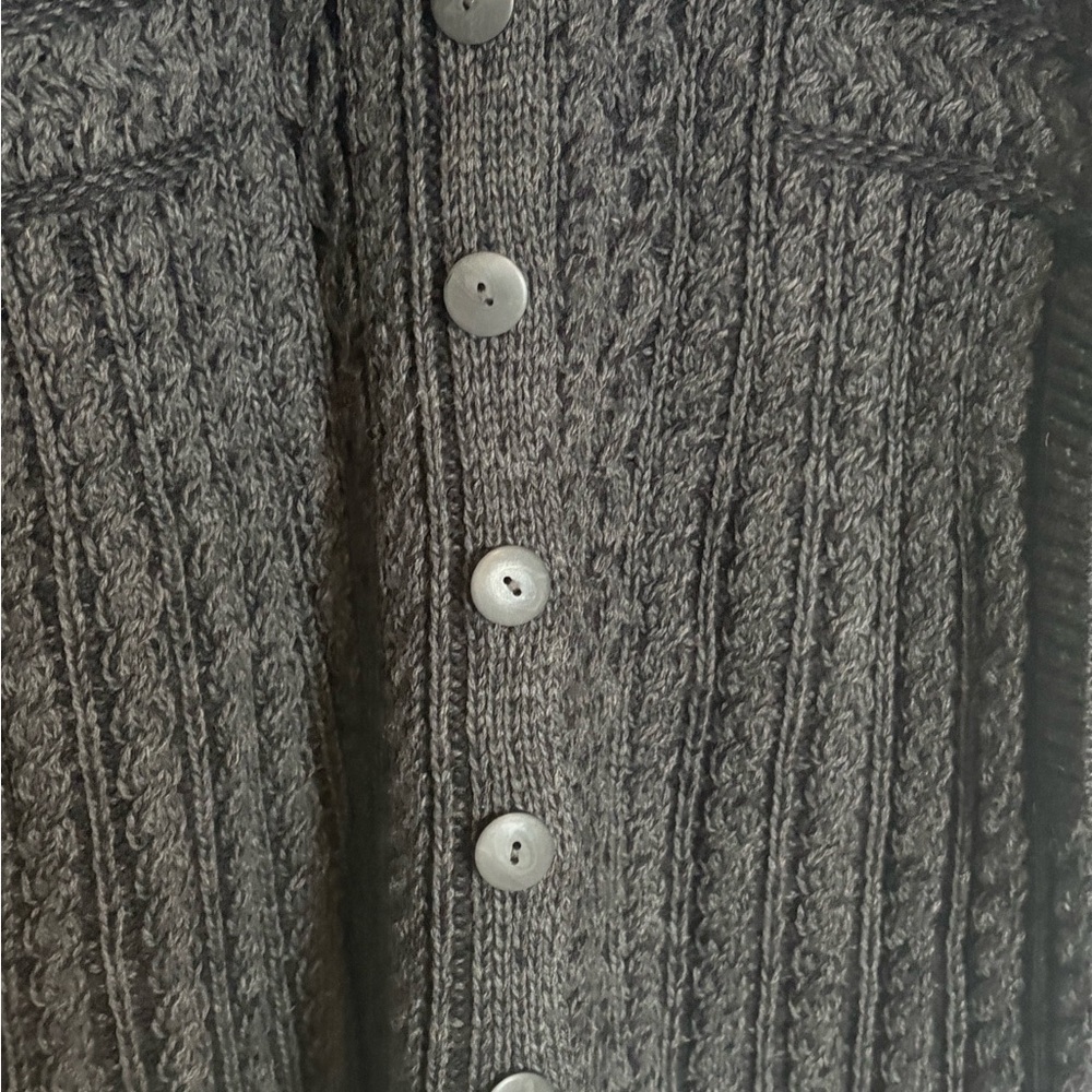 Aran Crafts Black Cable Knit Cardigan Coat - Picture 4 of 11